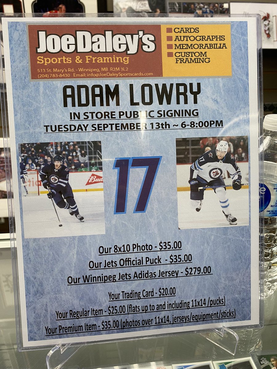 VincentDynamo's tweet photo. This was surreal. Still can’t believe it happened. I got to meet @ALowsyPlayer17 tonight. Thank you @JoeDaleySports for hosting the event. @NHLJets #gojetsgo #adamlowry. https://t.co/hKSt45MK8n
