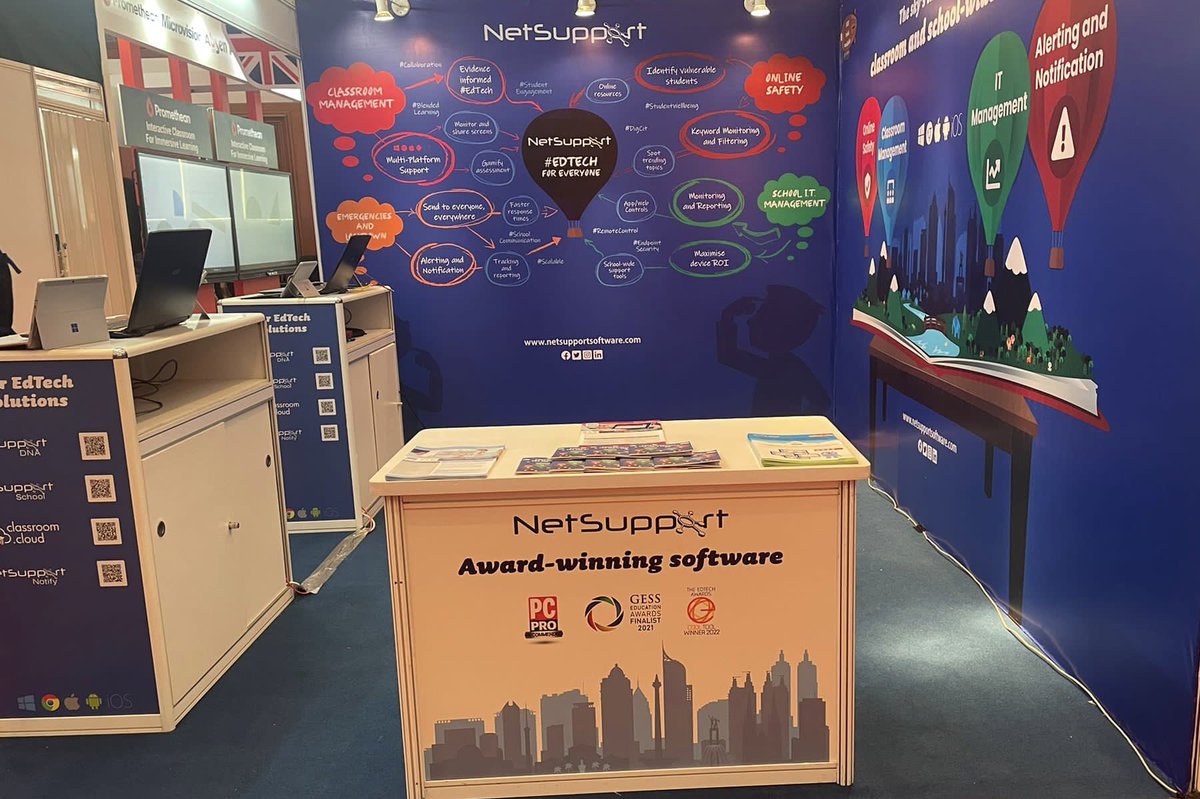 NetSupportTom's tweet photo. It’s time for day one of @GESS_Asia 2022! We’re looking forward to seeing new &amp; familiar faces, and showcasing the latest from our award-winning solutions! #EdTech #GESSAsia https://t.co/co8bm92dQa