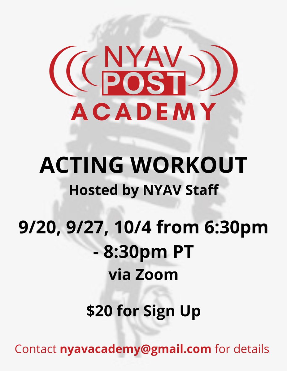 We have new dates up for our acting workouts! Please reach out ASAP if you're interested in a spot for one of these dates - we're capped at 12 participants per!