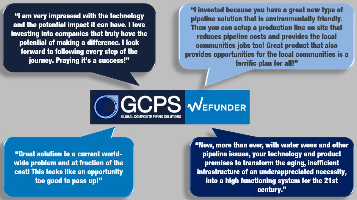 gcpsolutions_'s tweet image. GCPS is progressing on its Crowdfunding Campaign with @Wefunder, check out what some of our investors have been saying below!
#crowdfunding #greentechnology #water #pipe #WeFunder #greenenergy

wefunder.com/gcps