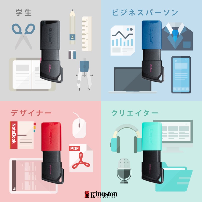 KingstonJapan's tweet photo. 🎒What’s in your bag? 🎒
バッグの中身は人それぞれ。もちろん、USBのニーズも人それぞれ違いますよね!
DataTraveler Exodia M USB フラッシュドライブなら、32〜256GBで容量が選べちゃう🌟
素早いデータ転送で、持ち運びもコンパクト🚶
#DTXM #USBメモリ https://t.co/Mrcu8rxzhO