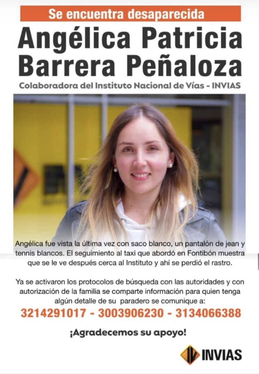 Por favor difundir para que Angelica pueda ser encontrada lo más pronto posible.