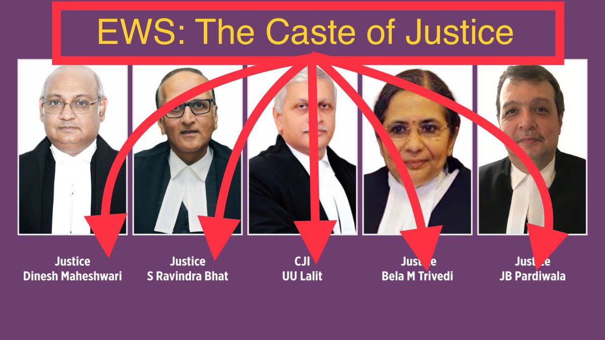 Profdilipmandal's tweet photo. Chief Justice UU Lalit and Justice Pardiwala should recuse themselves from hearing #EWS upper caste quota case. Lalit was part of the bench that tried to dilute SC-ST Act, 1989 whereas Pardiwala is known for his views against SC-ST-OBC quota. https://t.co/Xt4sQkni76