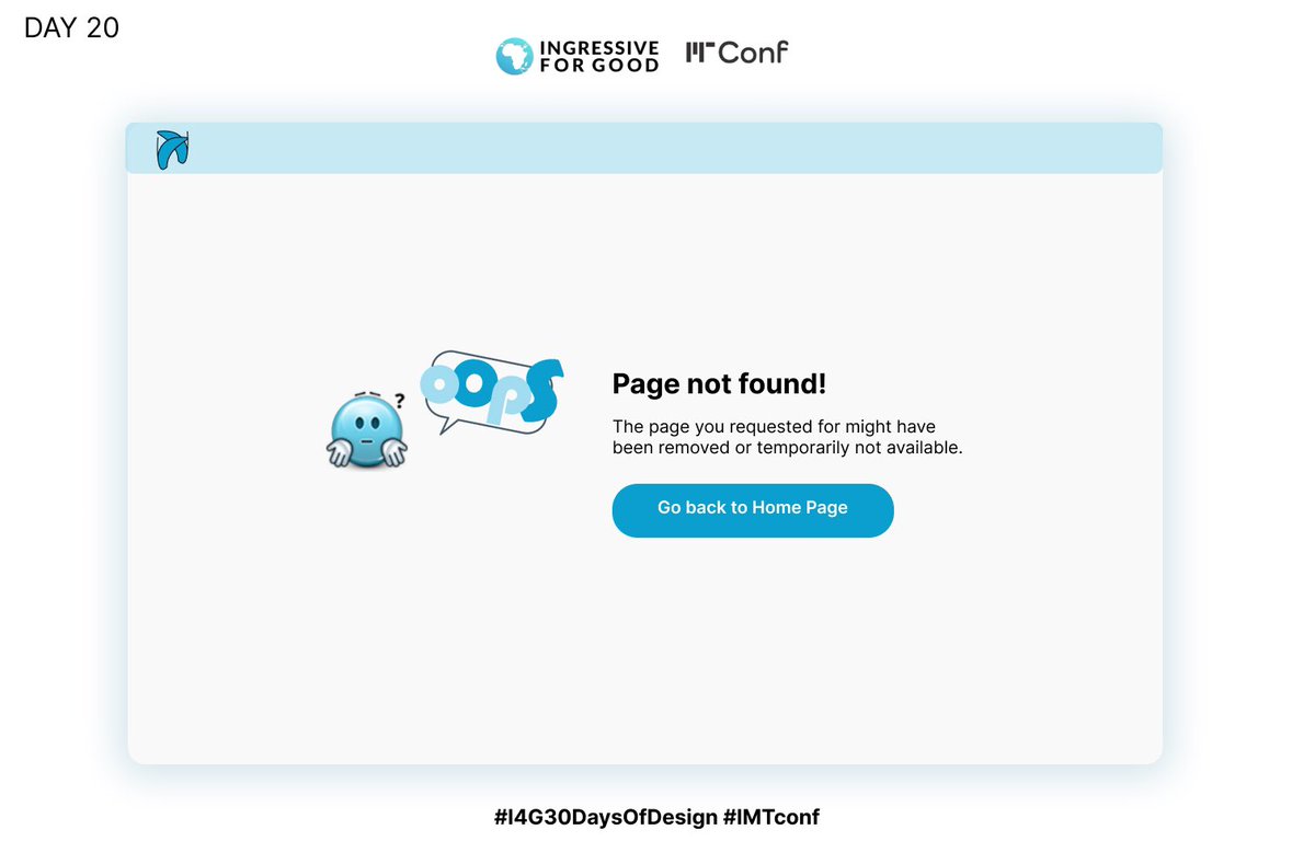 yinkathinker's tweet photo. #day20 - Design A Simple 404 Page
Your reviews will be well appreciated. 😉
@Ingressive4Good @IMTConf
#I4G30DaysOfDesign #imfconf #ui #uidesign https://t.co/PpAnsOtwvW