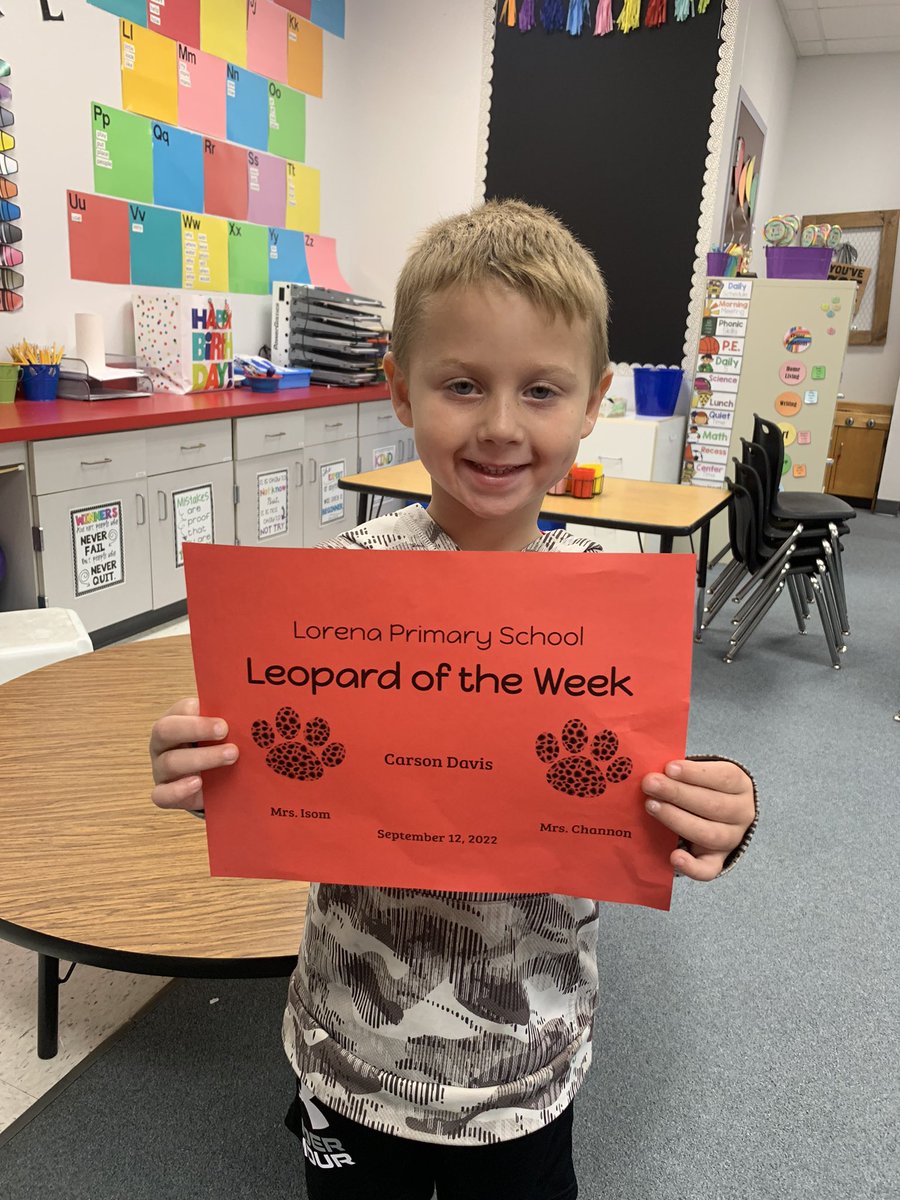 This little guy is destined to be a leader! Way to go Leopard of the Week♥️🐾 #TheLeopardWay @LorenaPrimary