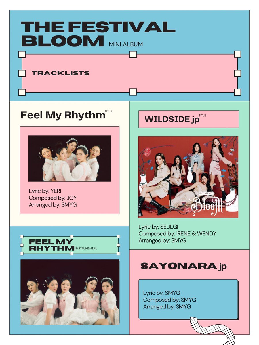 RAEDVELVETof's tweet photo. “ The Festival Bloom “
      TRACKLISTS 
     JAPAN DEBUT
       2022/09/15
- 
#RedVelvet #TheFestivalBloom #WILDSIDE #SAYONARA #MINIALBUM #TRACKLISTS https://t.co/TPlcGIA1Ro