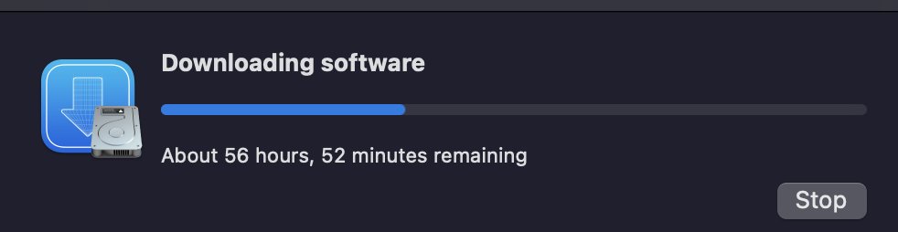 Just waiting for macOS to install git for Xcode.... Probably quicker for them to send the punchcard version from Cupertino!