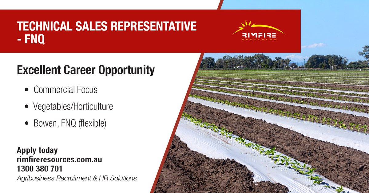 rimfireresource's tweet photo. Enjoy the lifestyle of tropical Queensland whilst focusing on your career in high quality vegetable seed technical support, sales and trials.

Apply today: https://t.co/JhtlzZyBb8

#sales #vegetables #horticulture #agriculture #agribusiness #agjobs #jobs #rimfireresources https://t.co/h7Rrnx84fL