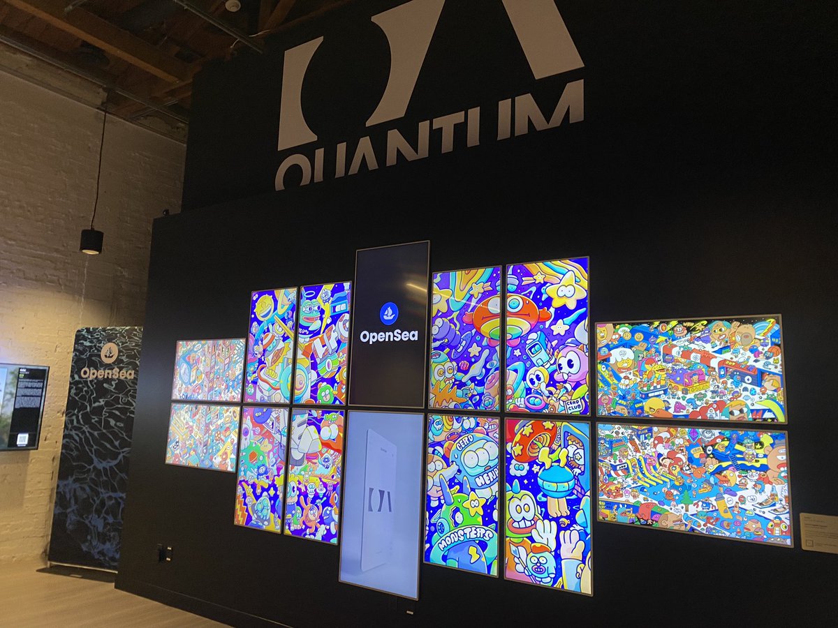 QuantumNFT's tweet photo. Busy night with the “Friends of @opensea” LA party happening now at QSLA. We are so thrilled to be hosting 200+ artists, creators, builders, Quantum keyholders and more. So what web3 community should we host next at Quantum Space LA? https://t.co/e8j0zTI1NN