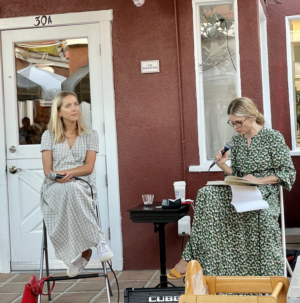 ruthmadievsky's tweet photo. nothing beats a balmy outdoor reading followed by a juicy q&amp;a. so lovely to hear @chrystabilton in convo with @smdanler 💫 https://t.co/cbeQXQ3teI