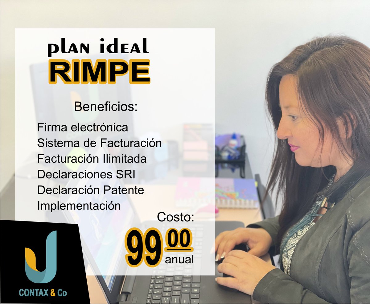 Contaxyco's tweet image. Eres RIMPE Emprendedor??  
¿Sabes que será obligatorio la facturación  electrónica a partir de  noviembre??? 
no te preocupes, en CONTAX&amp;amp;Co tenemos  planes de facturación electrónica desde $55 dólares ANUALES 
bit.ly/3PGOo2z
#firmaelectronica #FacturacionElectronica
