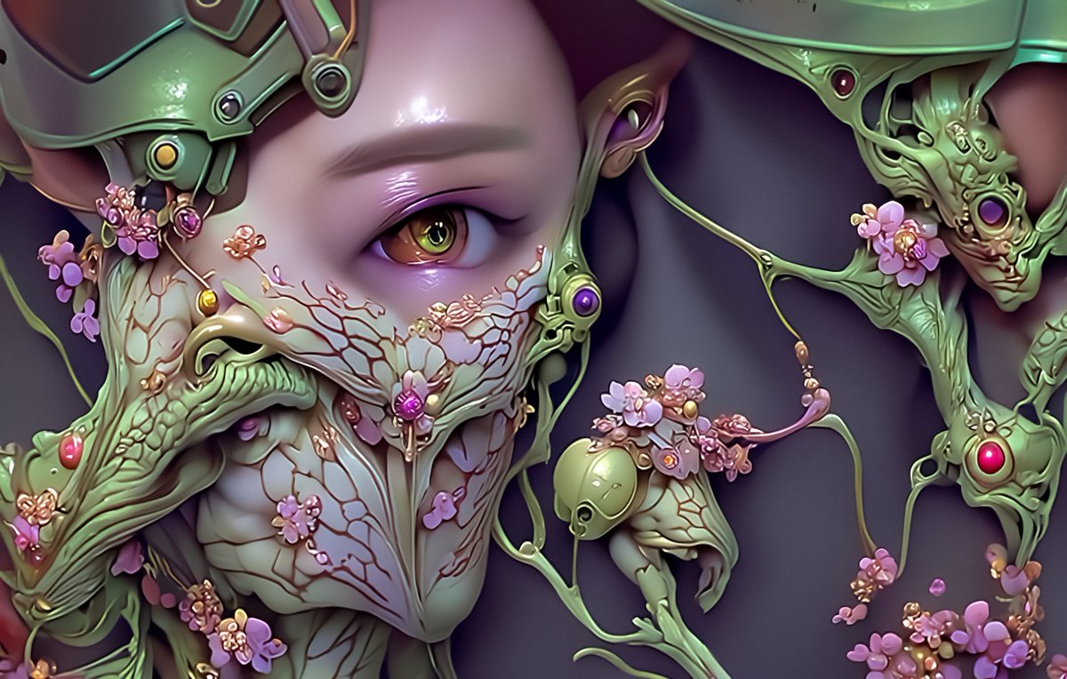 Markola4242's tweet photo. This one came out quite nice...
'Elegant Glimpses of Unearthly Delights'
🍄🌾🖖
#CNFT #CNFTproject #NFTProjects #NFT #AI #AIArtwork #discodiffusion #SimpleComplexity https://t.co/CL2gLi45QA