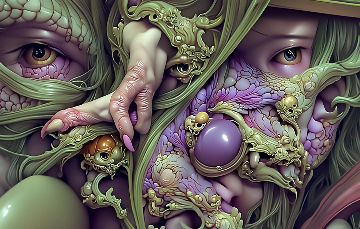 Markola4242's tweet photo. This one came out quite nice...
'Elegant Glimpses of Unearthly Delights'
🍄🌾🖖
#CNFT #CNFTproject #NFTProjects #NFT #AI #AIArtwork #discodiffusion #SimpleComplexity https://t.co/CL2gLi45QA