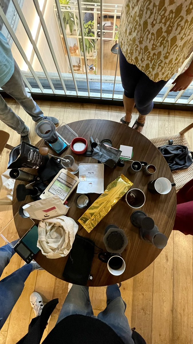 sahilk's tweet photo. It'd been a while since the entire WeWork Koramangala coffee gang had assembled. https://t.co/xTWhOjyaBK