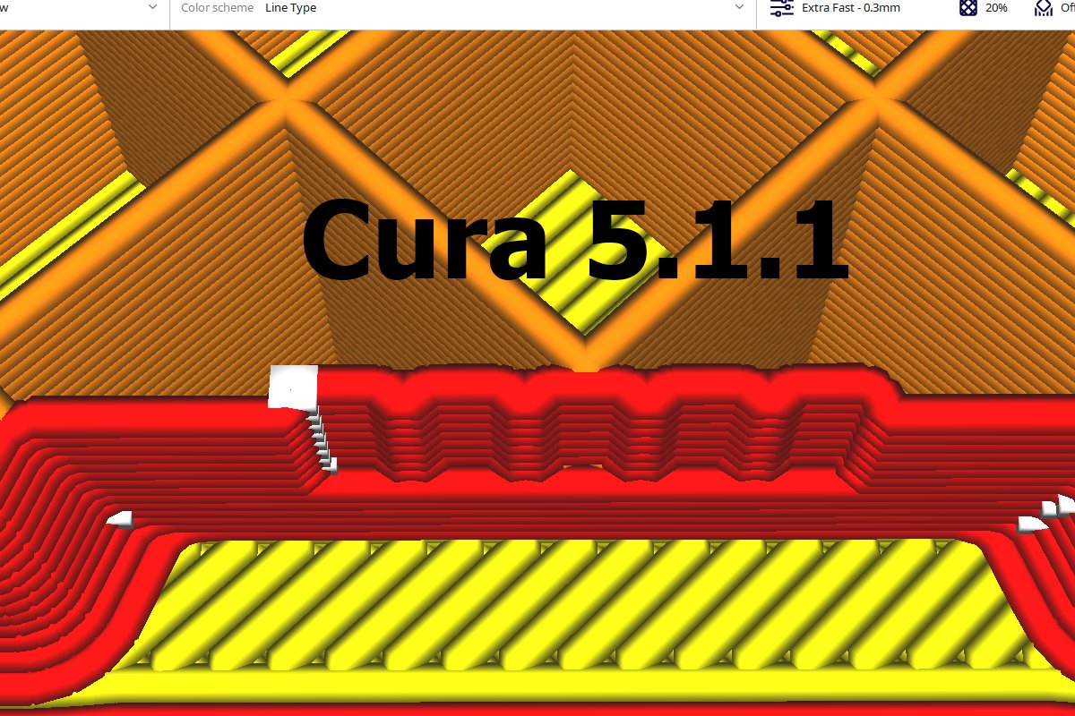 Just as a check, this behavior is the Arachne engine, and not just PrusaSlicer 2.5. Here is Cura 5.1.1, also with a 0.6mm nozzle, and same line width. Not saying it is a bug, but something to be mindfull of. #PrusaSlicer #Cura (3/3)