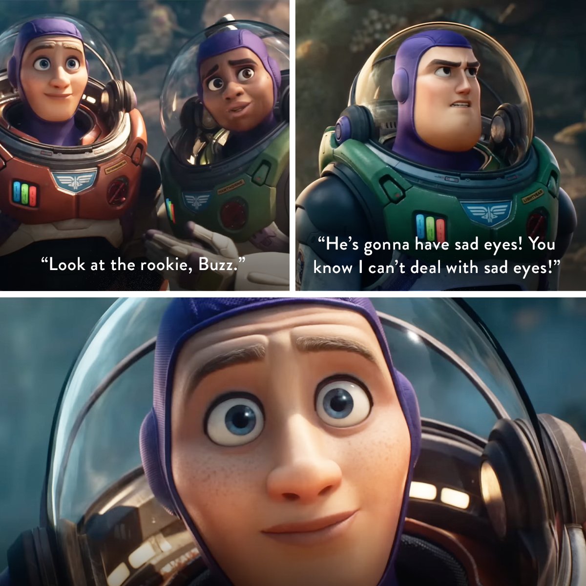 Pixar's tweet photo. Not even the most seasoned Space Rangers can resist the sad eyes. 🥺 https://t.co/jwpr58VOTr