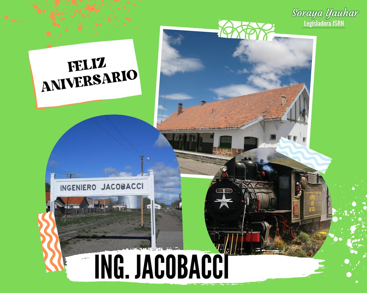 En este nuevo aniversario de Ingeniero Jacobacci quiero mandar un afectuoso saludo a su comunidad. 
Les deseo crecimiento y prosperidad a todos los habitantes de esta localidad de nuestra región.
Feliz Aniversario!!