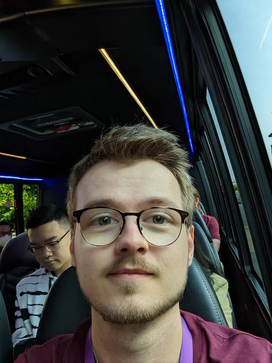Crykee's tweet photo. #RDC2022 Friday 9th

Day 1 of the actual event!
Fancy shuttles from the hotel to the event. The venue was next level thanks to @FNTECH 
This was also the day that many devs turned a slightly redder hue thanks to the CA sun and lack of preperation on our part. https://t.co/bgSV03DUs2