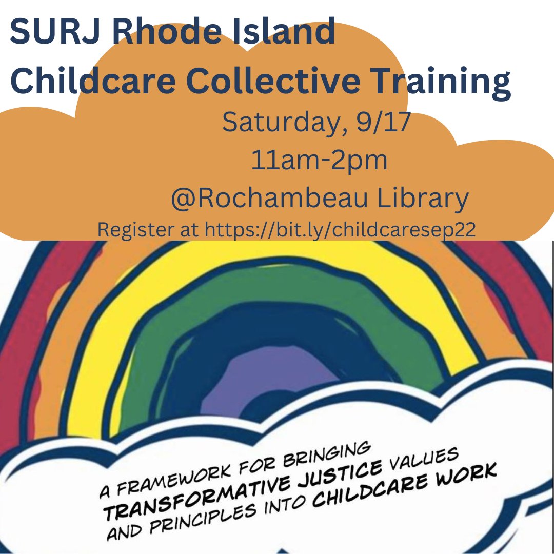 We provide free childcare services for meetings and events held by social justice orgs and initiatives led by POCs in PVD and surrounding. Want to join us? Come to our training! We ask for a minimum of 4hrs/mo to providing childcare + organizing. RSVP at bit.ly/childcaresep22