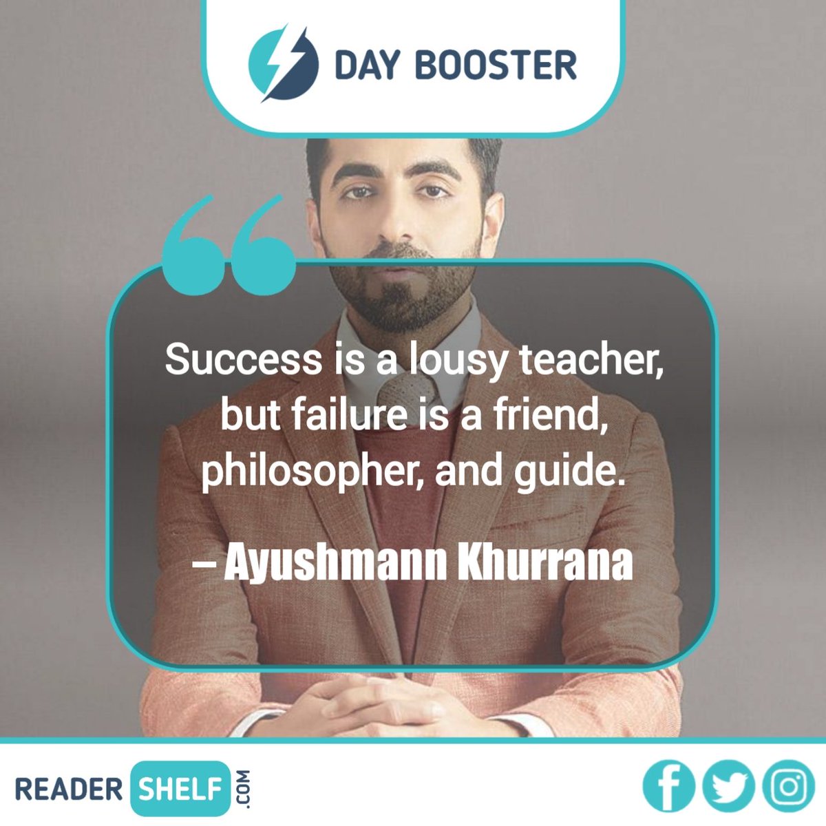 thereadershelf's tweet photo. @thereadershelf to know those inspiring quotes to progress every day in your life.
.
Happy Birthday to you 🥳🎉 @ayushmannk 
.
.
#HappyBirthday #AyushmannKhurrana #ayushmankhurana #readershelf #today #WednesdayMotivation #motivation #todayvibes https://t.co/FrFeRN37Xi