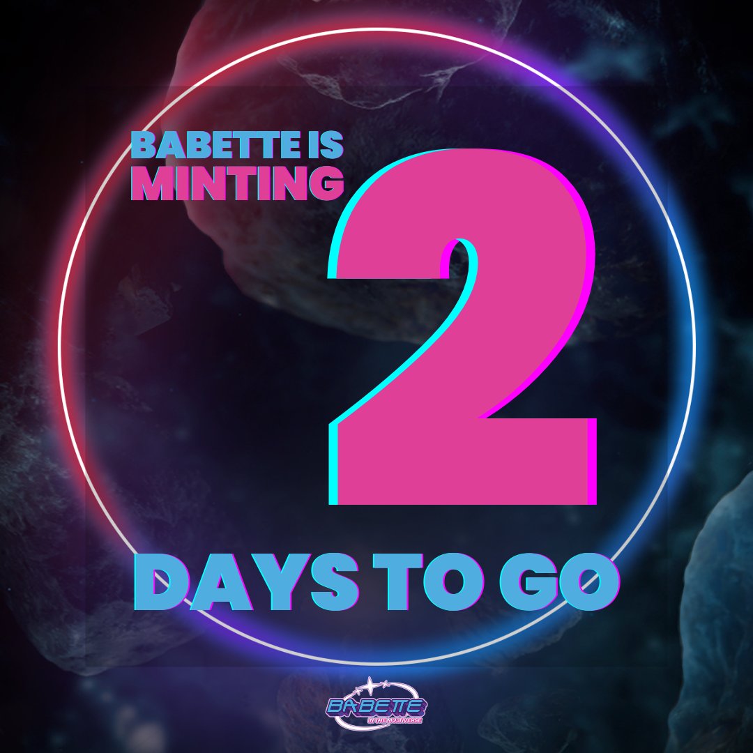 🌟D-2 days until the Babette in the Multiverse Pre-Sale Event!🌟

Pre-sale is just 70 MATIC (vs. general sale's 100 MATIC) so don't forget to enter your wallet address to participate: bit.ly/babettepre

#MintingSoon #NFT #NFTs #NFTart
