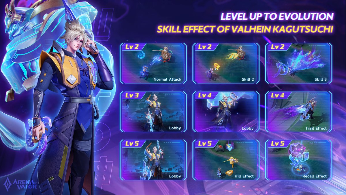 Valhein-Kagutsuchi newest Evo Skin will be coming to AoV soon.

With the power of a Spirit Weapon residing within him, Valhein will be able to maximize his powers!

The skill effects are increased based on what level Evo you are! 

#Valhein #ArenaofValor #AoV #newskin