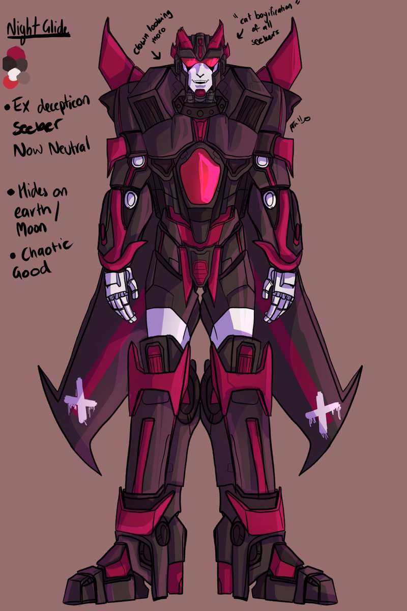 Fun fact: I also draw transformers, here is my tf sona Nightglide a funny funny little guy. 

#tfsona #Maccadam