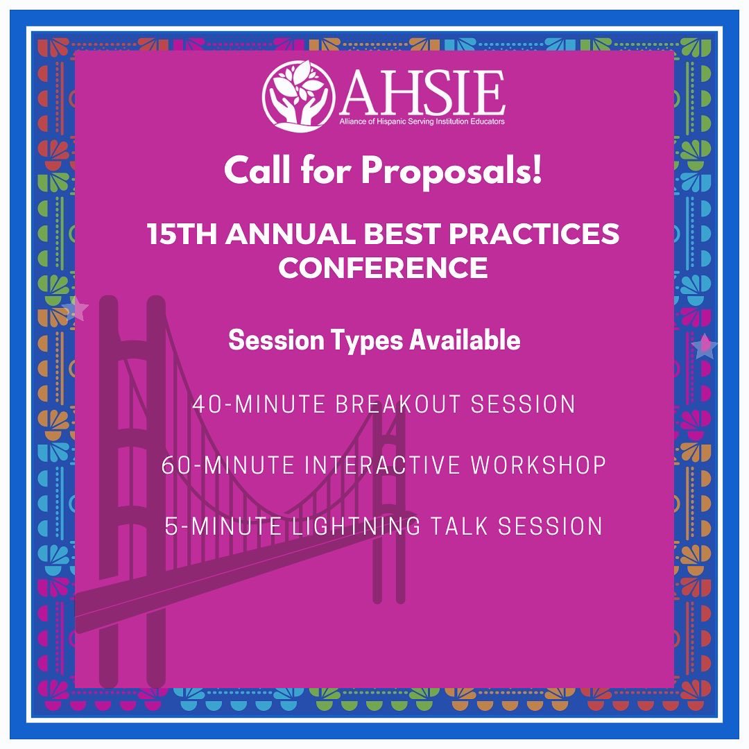 DrMEnciso's tweet image. The Call for Proposals for the @ahsieducators 15th Annual Best Practices Conference is now open! 

Additional info regarding the proposal types and tracks is available at lnkd.in/g9Kz7PYR 
#ahsieeducators #ahsie #emerginghsis #hsis
