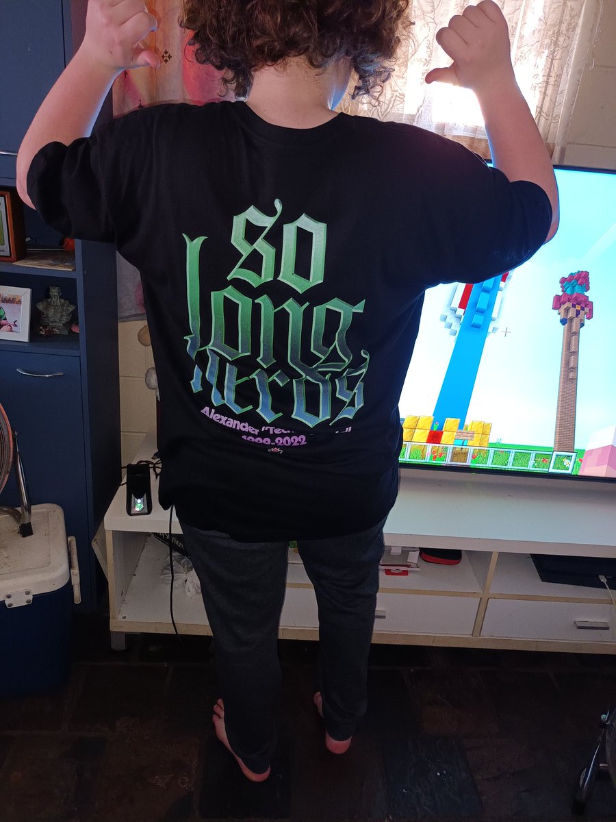 RogueSpring4696's tweet photo. #technoblade merch has hit Aust! One super excited offspring! #SoLongNerds #TechnoNeverDies #TechnoMerch https://t.co/LVRFPWW3kf