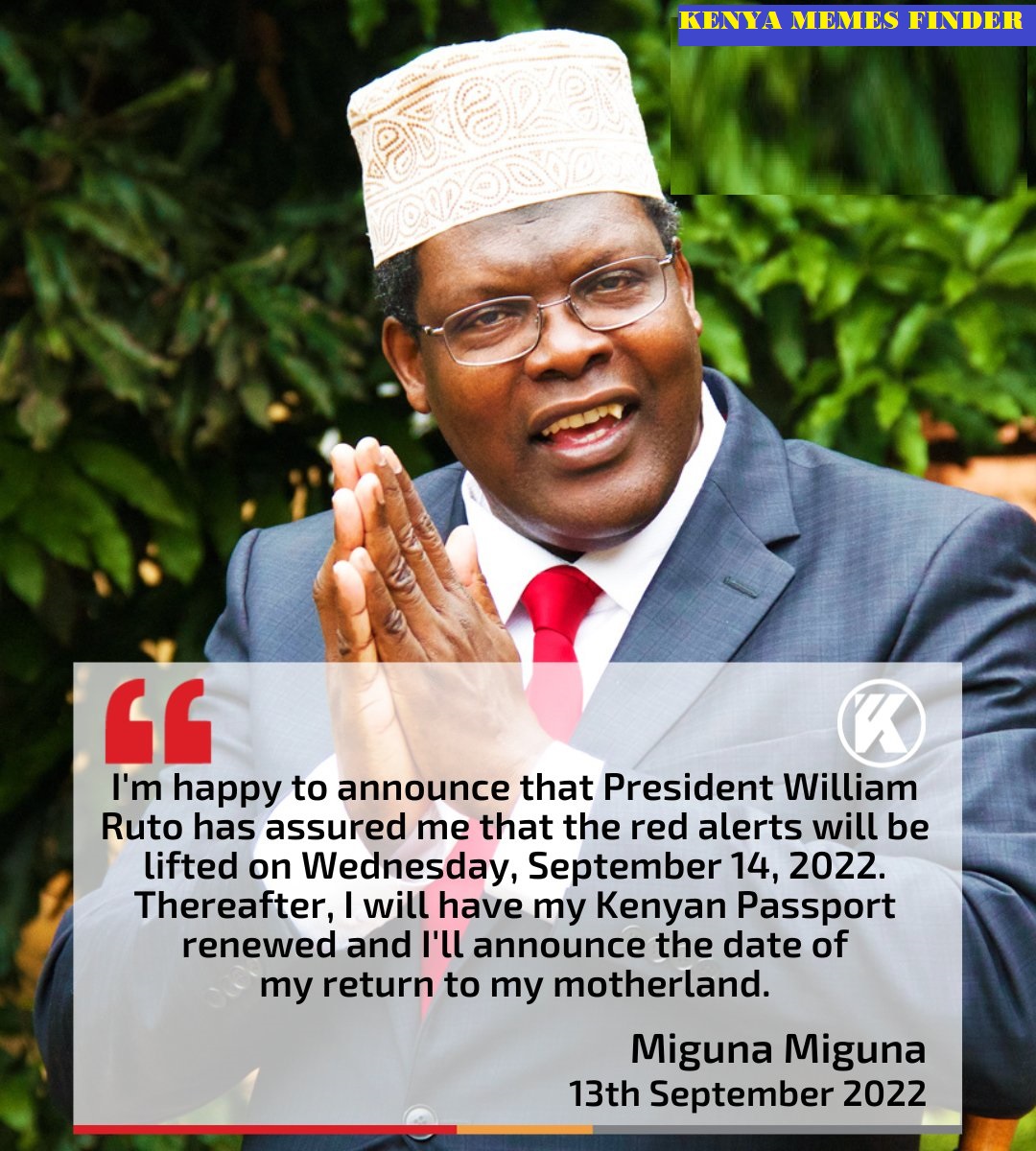 Miguna Miguna Breaks The Internet: President William Ruto has assured Miguna Miguna, that the red alerts will be lifted Soon and very Soon...Freedom is coming Tomorrow. Ask Sakaja today and Enjoy your day Kenyans together with the DP Riggy G