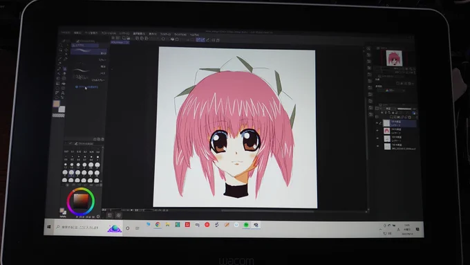 液タブが届いたので早速描いてみましたと言っても前描いた絵ですが(^^ゞまず清書が楽!塗りが楽!とても良いです髪の塗りが難しいのでメイキング動画観たいと思います(^^ゞ 