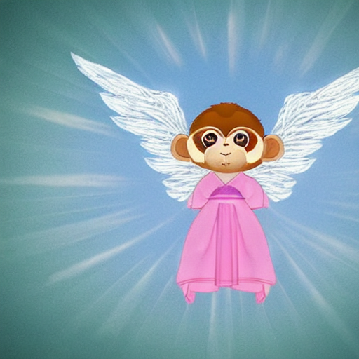 m1guelpf's tweet photo. @0xManobi 🤖 Here's your AI-generated image!

Prompt: "small monkey wearing divine robe with wings and halo flying in heaven" https://t.co/qEkf8pVI4U