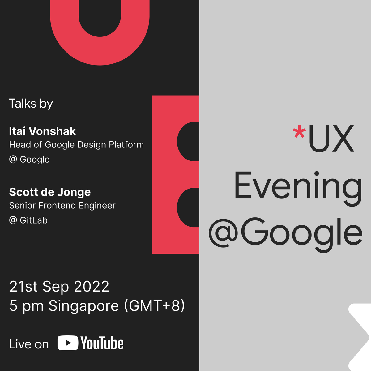 rsvp.withgoogle.com/events/ux-even… 
UX Evenings @ Google is a quarterly UX speaker series that brings together innovators from across industries to talk about design and challenge our understanding of the UX space. 
Topic: Design Systems
#UXEvening #SDWSG22 #SingaporeDesignWeek