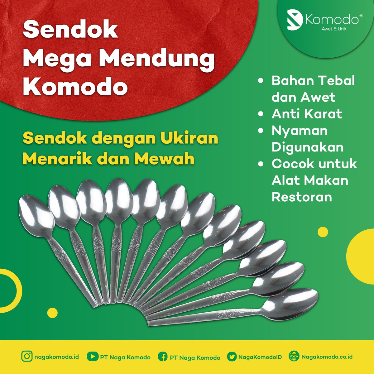 NagaKomodoID's tweet photo. Kapan lagi kan punya sendok kuat anti karat dengan motif kearifan lokal batik Mega Mendung ! #KawanMasak kamu!
#NagaKomodo #NagaKomodoStainless
#NagaKomodoSNI #AlatMasakStainless
#KawanMasak #sendok #sendokmewah
#sendokstainless https://t.co/MwI9ljAmaU