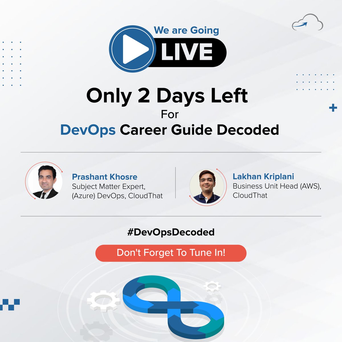 cloudthat's tweet photo. Are you trying to build a career in DevOps? Find out the secret to success with this LinkedIn Live!
#DevOpsDecoded #DevOps #LinkedInLive #careerpath #careergrowth #upskill #success #cloudtech #tech #cloudcomputing https://t.co/UZh7IT6OkM