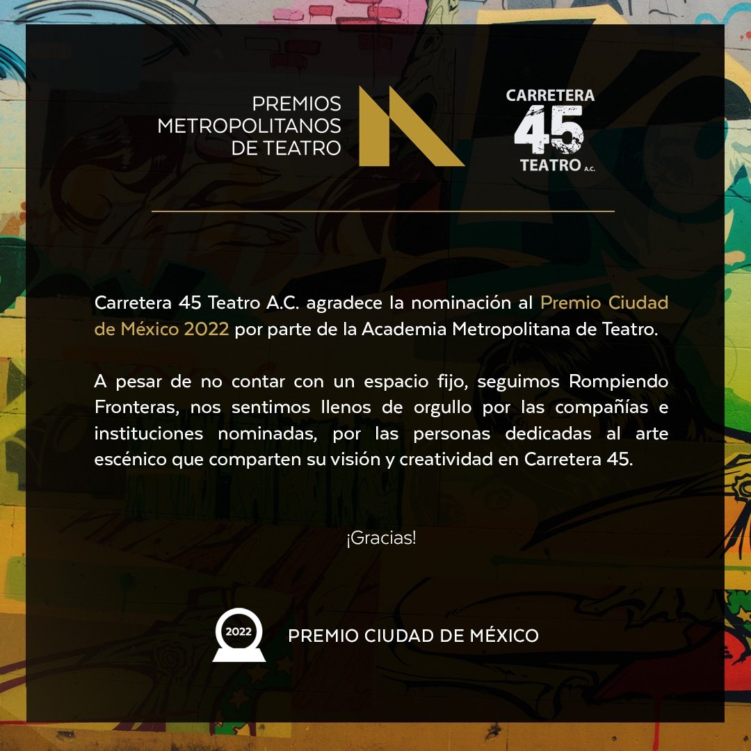 ♥️🎭✨

#RompiendoFronteras #Carretera45 #PremiosMetropolitanosDeTeatro #teatrocdmx #LaTerceraEsLaVencida #SERTULL #RECIO #LosMetro