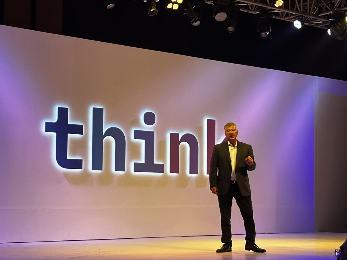 <a href="/TomRosamilia/">Tom Rosamilia (He/Him)</a> on stage setting the tone for the day at #thinkmumbai 
#innovation #hybridcloud #IBM