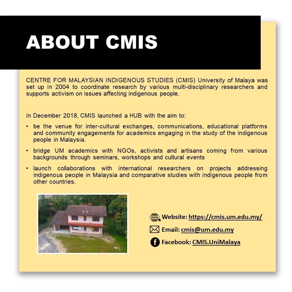 The Centre for Malaysian Indigenous Studies (CMIS) Universiti Malaya is organising a logo competition.

Send your logo design proposal with a short description of the logo and the idea behind it to cmis@um.edu.my by 7th October 2022.

The grand prize is RM300! Come and join now!