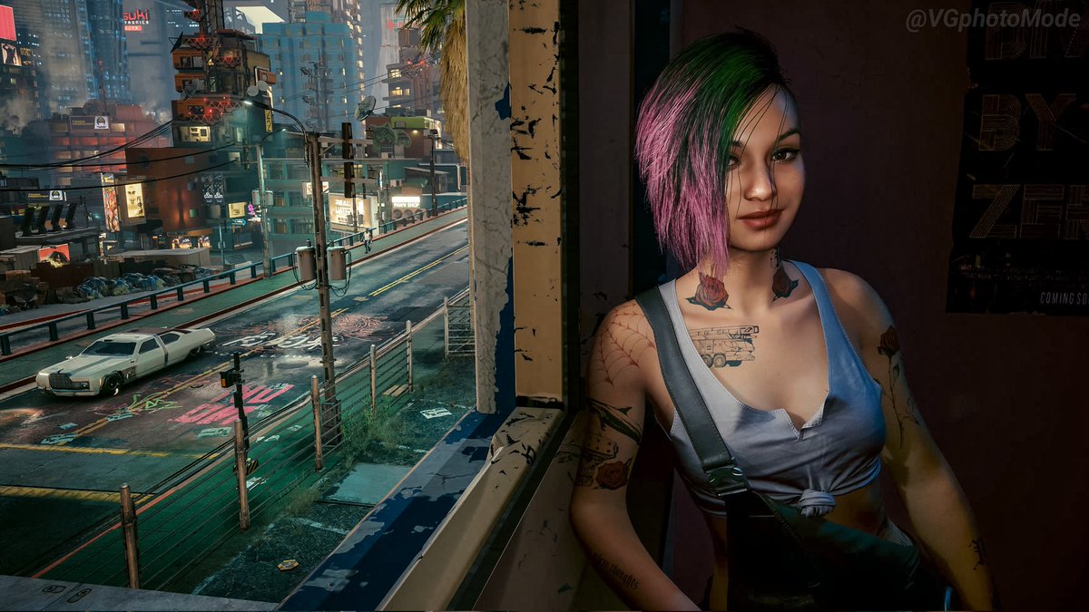 VGphotoMode's tweet photo. Sorry Aloy, I have a new vg gf. Judy is that awesome. I really feel I shouldn't be seeing these moments between V &amp; Judy. Their relationship is really well-developed. #Cyberpunk2077 #Shutterpunk #PS5share #PS5 #VGPunite #VirtualPhotography #VGphotoMode #ThePhotoMode #judyalvarez https://t.co/mwaHpCCjwu