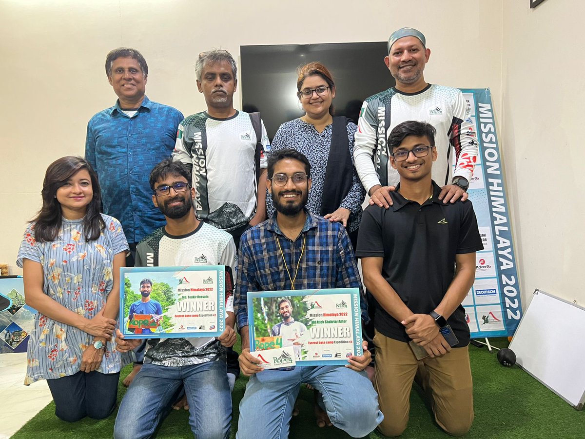 rope4bd's tweet photo. Congratulations to the Winners of Mission Himalaya 2022!
#missionhimalaya #rope4 #mountaineering #youthdevelopment #everestbasecamp #healthylifestyle https://t.co/kNRceBueU6