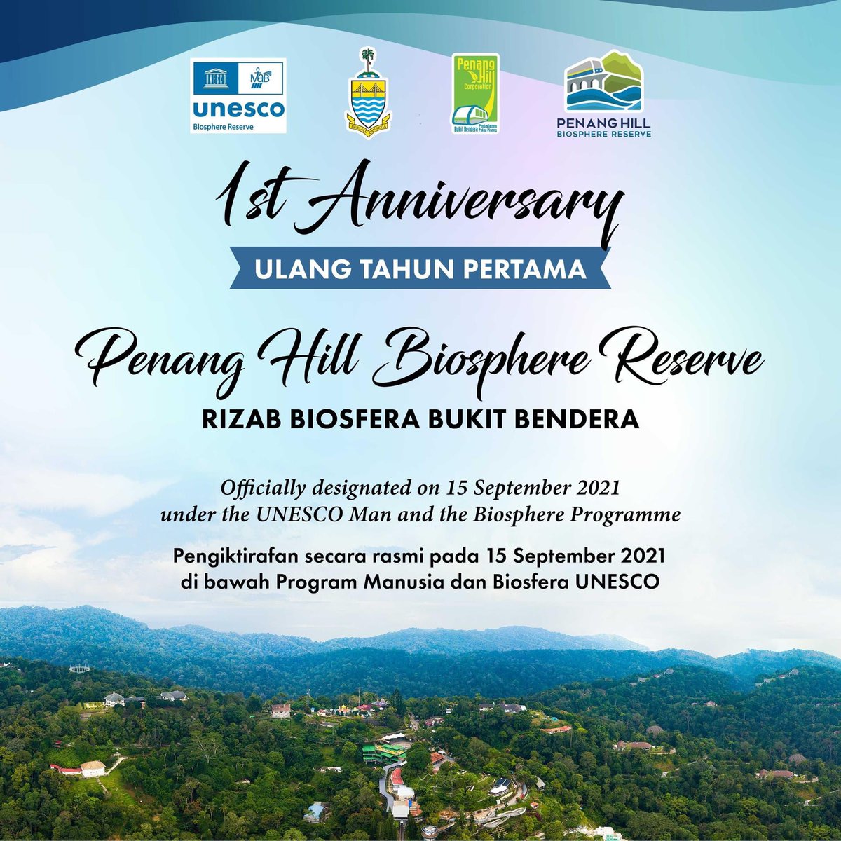 mypenanghill's tweet photo. Officially 1 year old tomorrow!
Esok, ulang tahun pertama Rizab Biosfera Bukit Bendera secara rasmi!
明天迈入生物圈保护区一周年纪念!
#PHBR #1stAnniversary #15September2022 #PHBR2022 https://t.co/T1Nta1hpYS
