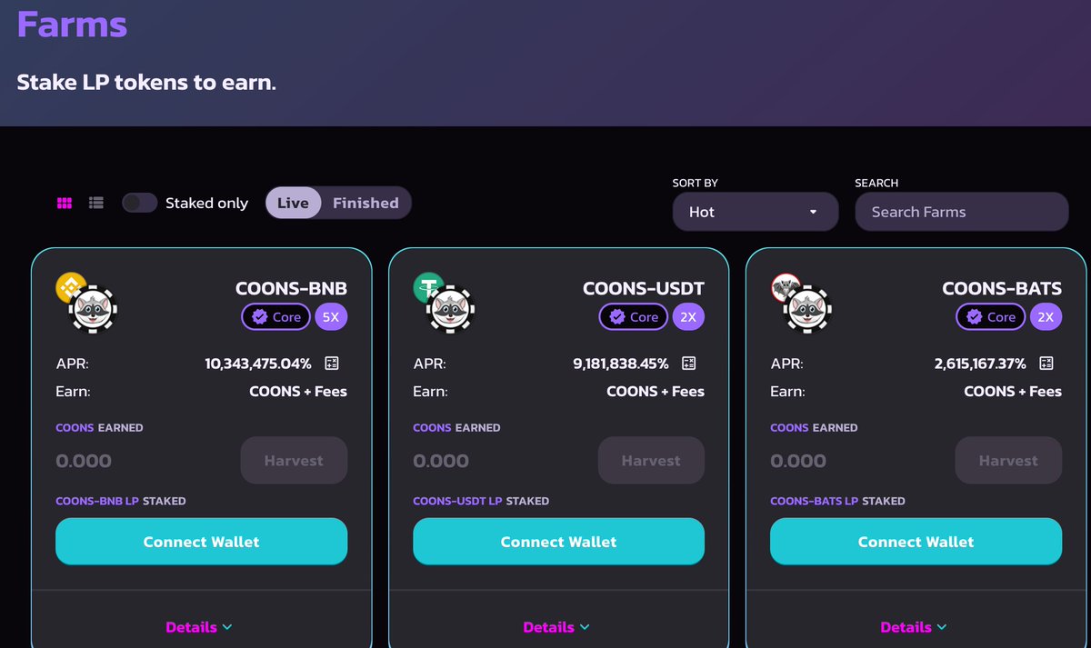 raccoonscryptos's tweet photo. Our farm is ready and live in 15 days 🦝🦝🦝🦝 $COONS #raccoonscrypto #bsc #defi https://t.co/r0NKg4P9Fd https://t.co/Fhxqr2WayV