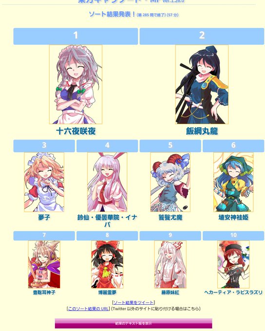 キャラソートのtwitterイラスト検索結果