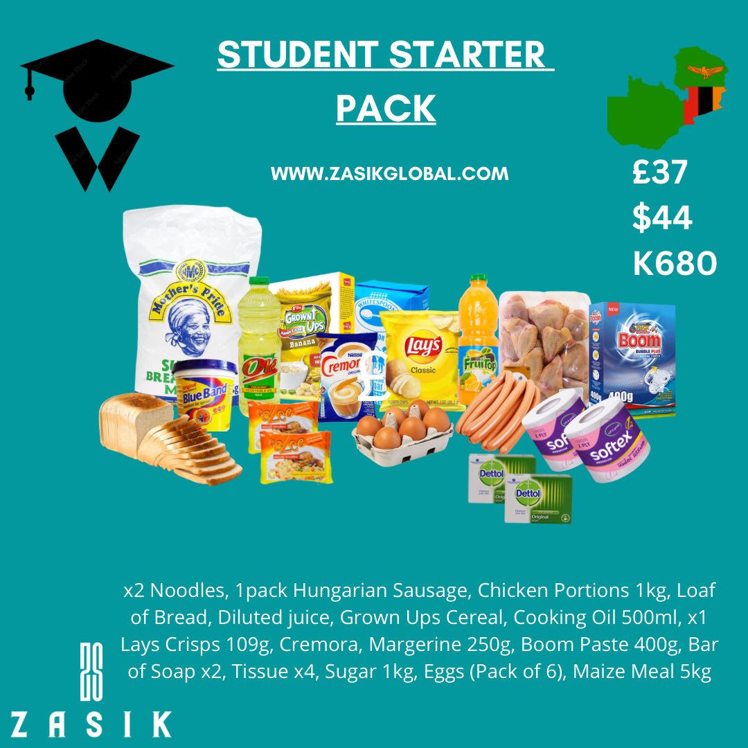 zasikglobal's tweet photo. New Student hampers from k680. Mobile money payments not available. #zambiagrocerycompany #doorstepdelivery https://t.co/Iz9IK6a6Hl