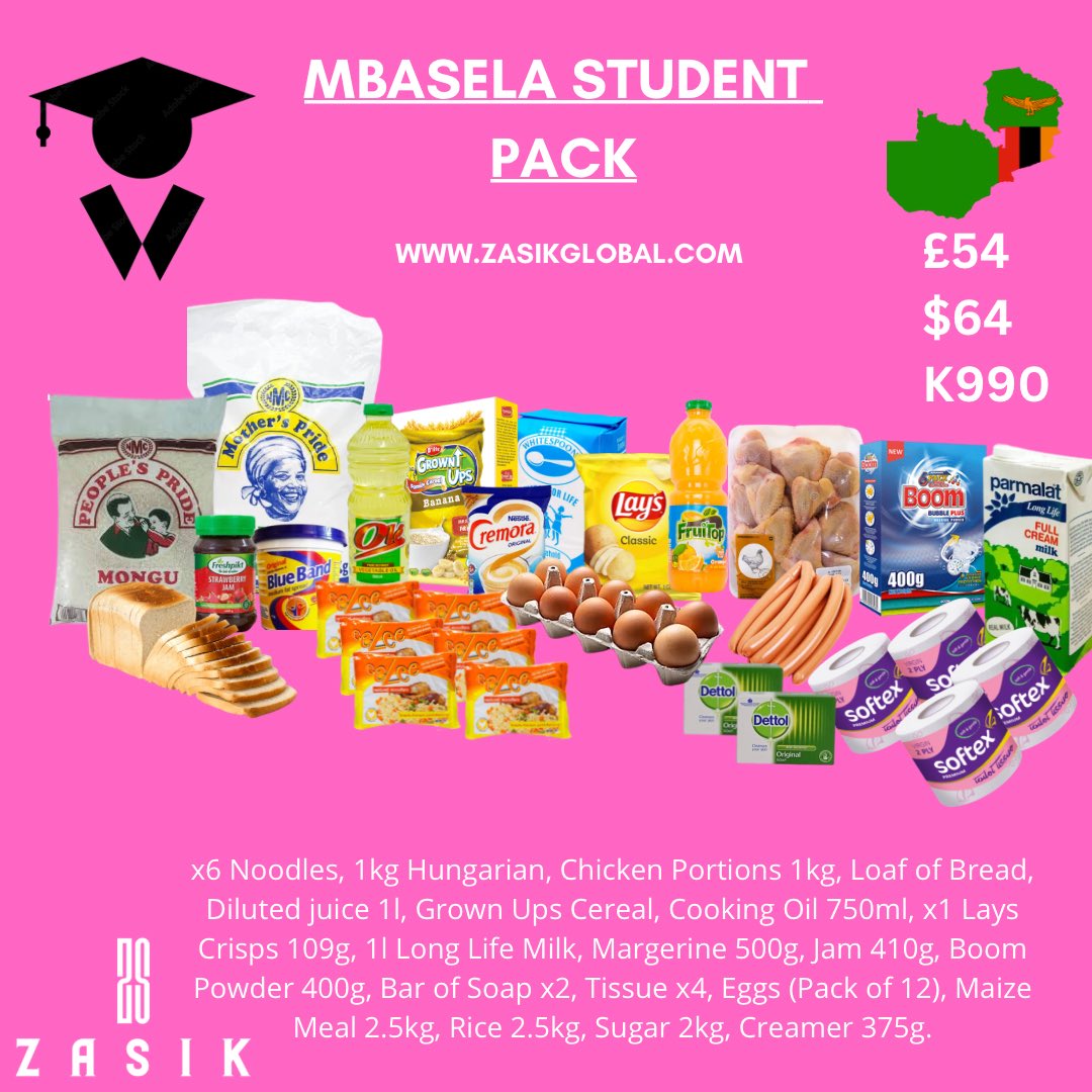 zasikglobal's tweet photo. New Student hampers from k680. Mobile money payments not available. #zambiagrocerycompany #doorstepdelivery https://t.co/Iz9IK6a6Hl