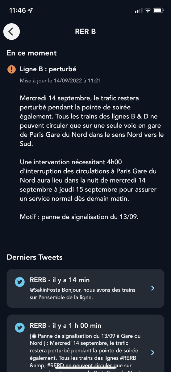 RemiPassedouet's tweet photo. @Plusdetrains @RERB @RERD_SNCF Pour cela que sur @sncfconnect une sélection de tweets est faite et proposée aux utilisateurs pour donner de l’info selon la ligne perturbée https://t.co/shCEJLGtUZ