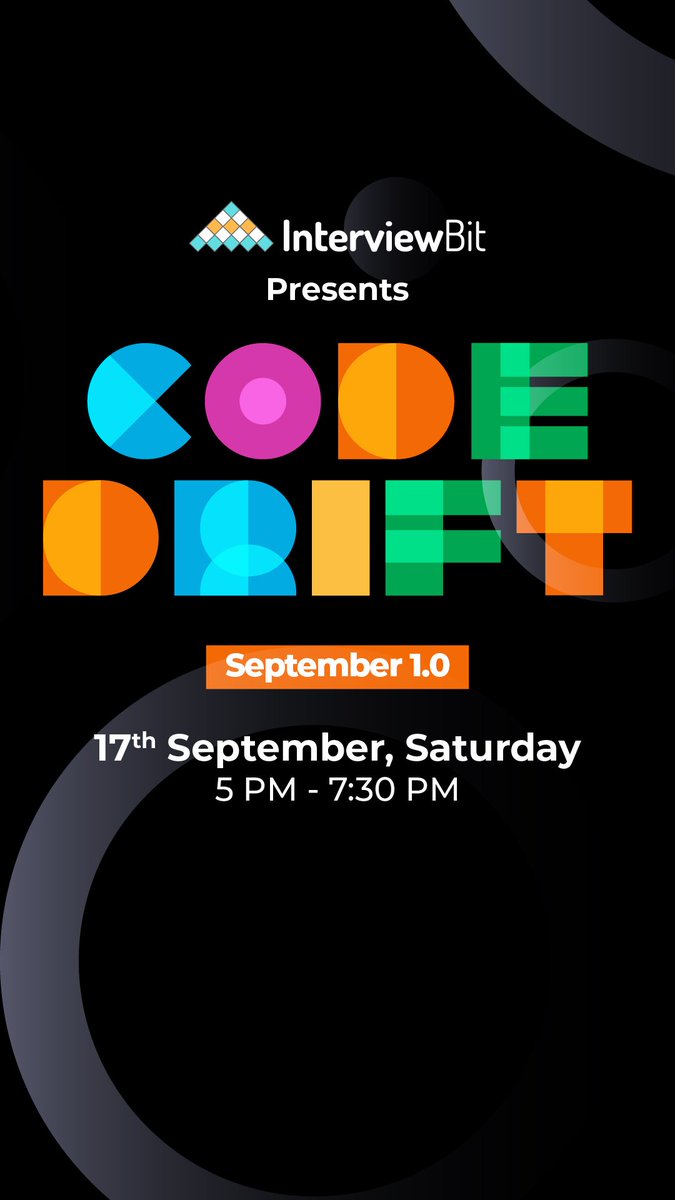 interview_bit's tweet image. #CodeDrift September 1.0 is a coding marathon to challenge programmers with several coding questions of varying difficulty levels.

Think you can crack it?

Register here: bit.ly/3Dkb7hD 

#contestalert #contestgiveaway