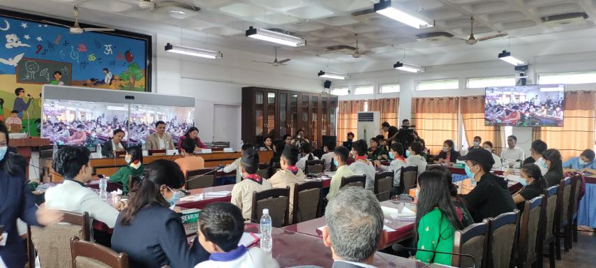 unicef_nepal's tweet photo. This #BaalDiwas, children from across the country raise concerns &amp; issues with lawmakers. Children represent over 1/3 of Nepal's population. @UNICEF_Nepal &amp; @EUinNepal w/Parliament Secretariat happy to create opportunity for them to interact w/decision-makers. https://t.co/SACxKCTCej