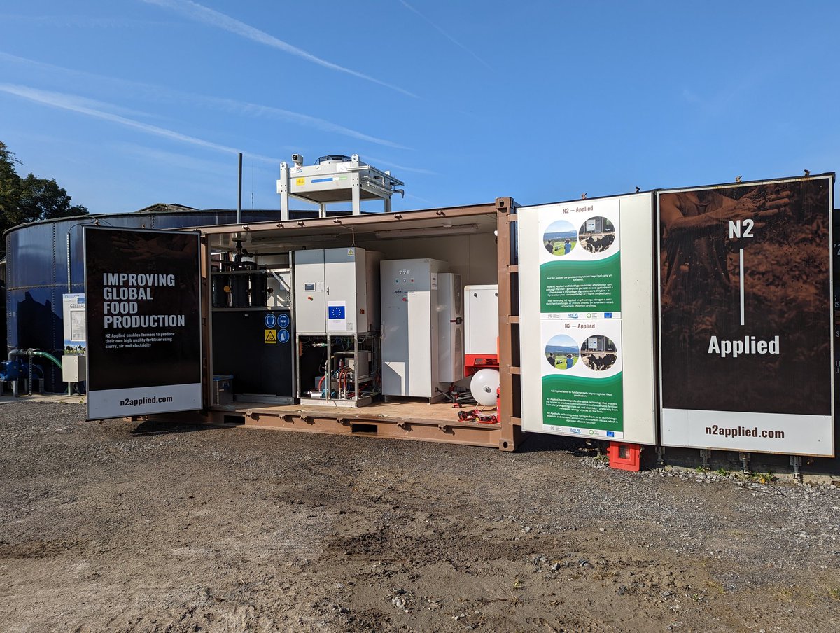The First N2 Applied unit in Wales delivered in time for tomorrow’s Open Day. The technology will enable us to produce fertiliser from slurry air and electricity, - dramatically reducing GHG emissions and improving grass yield.