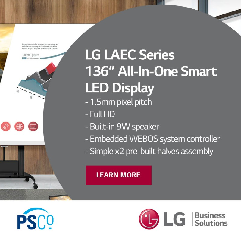PSCo_'s tweet photo. Discover Indoor LED From @LGUK

Create impactful and fully validated display systems with LG’s award-winning LED technology &amp; leading trade-only support model. From source to display alongside technical training and after-sales care, we have you covered.

#AV #LED #SmartDisplay